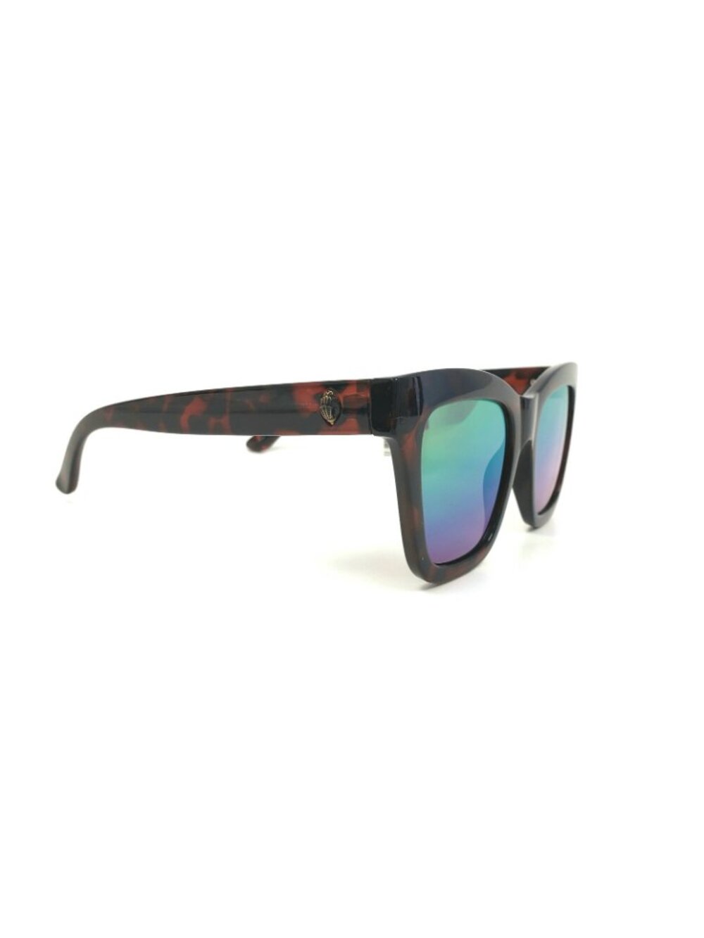 Kurt Geiger London KGL9008 53mm Square Cat Eye Sunglasses Havana Rainbow Mirror - Picture 3 of 5